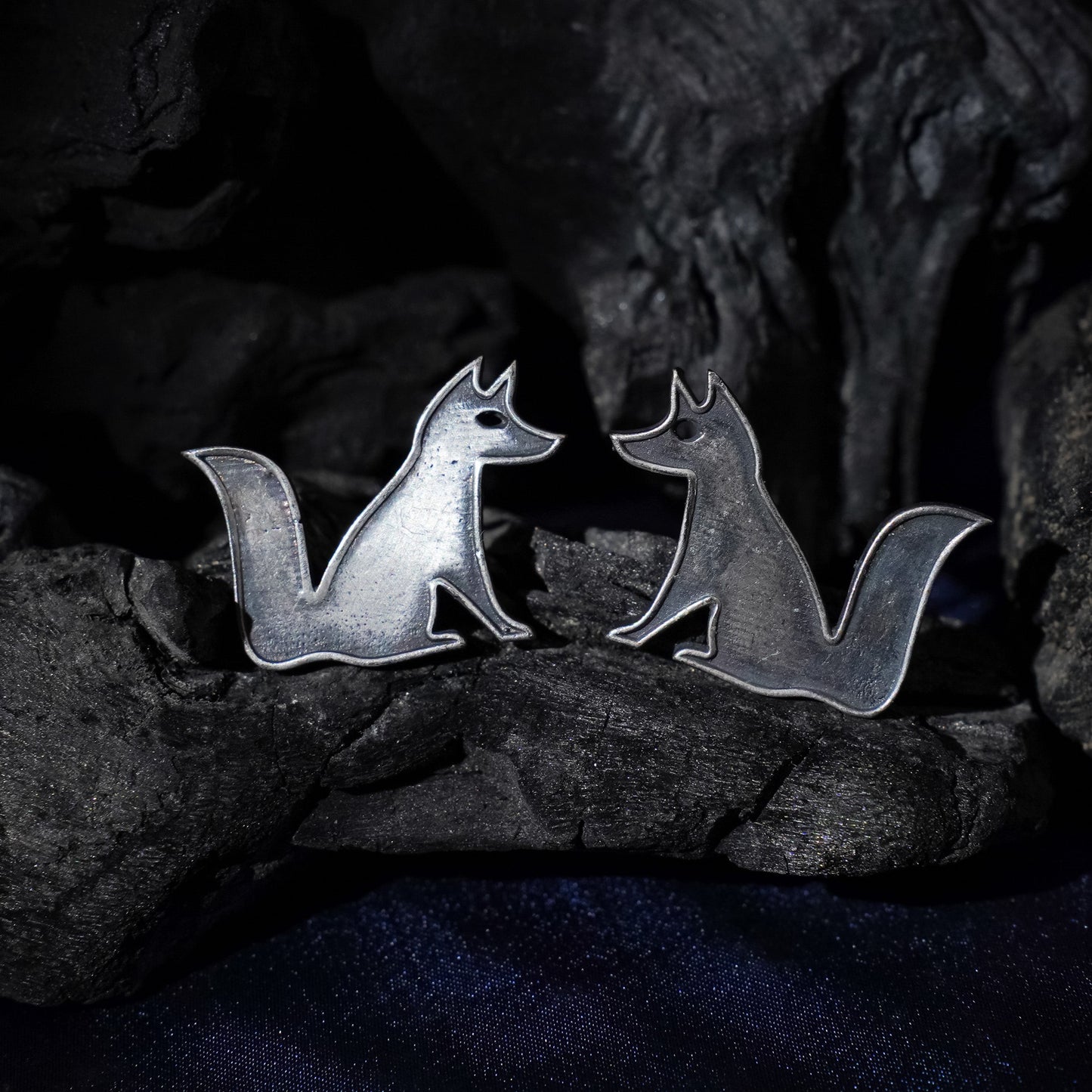 Chatur- Silver Brass oxidised stud earrings