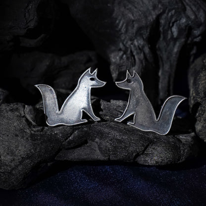 Chatur- Silver Brass oxidised stud earrings