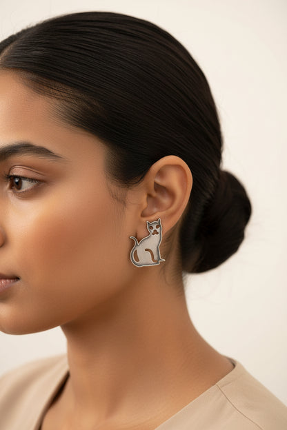 Nayana- Silver Brass oxidised stud earrings