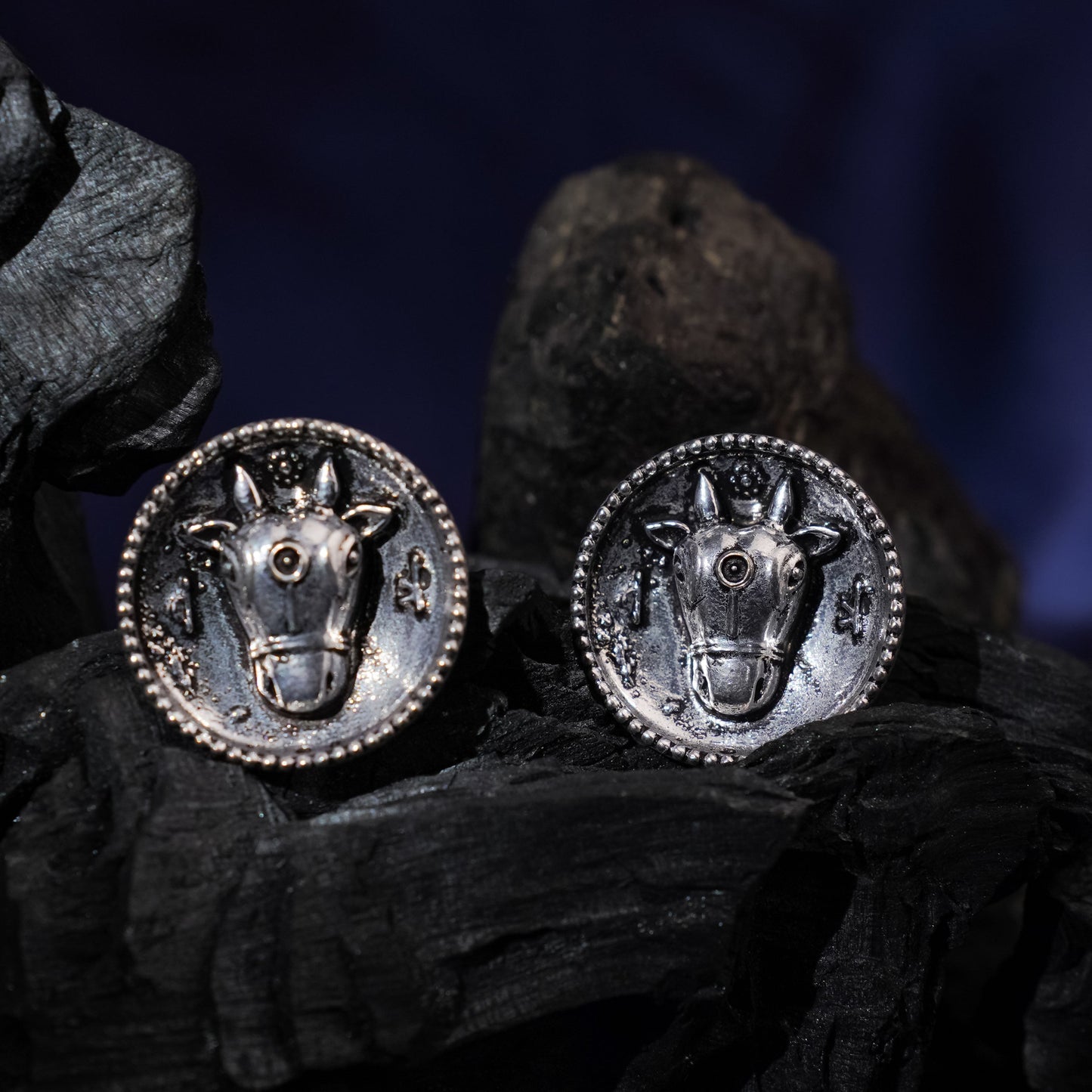Rupvrish- Silver Brass oxidised stud earrings