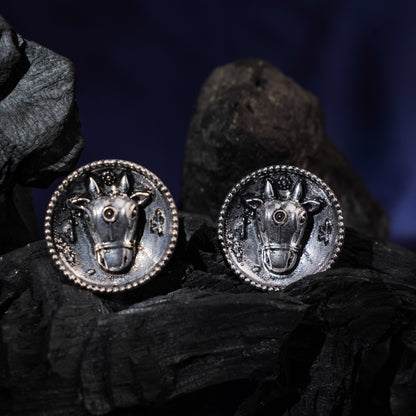 Rupvrish- Silver Brass oxidised stud earrings