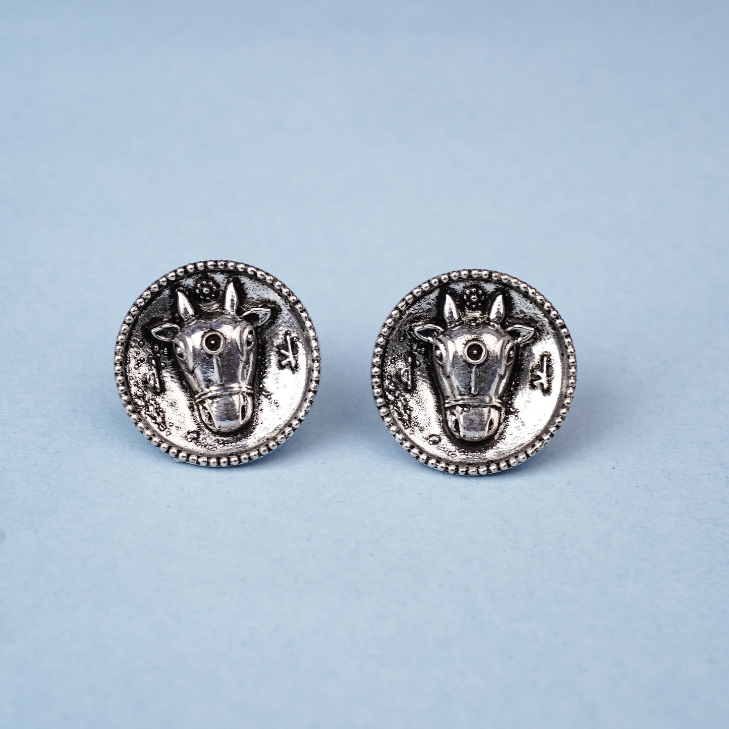 Rupvrish- Silver Brass oxidised stud earrings