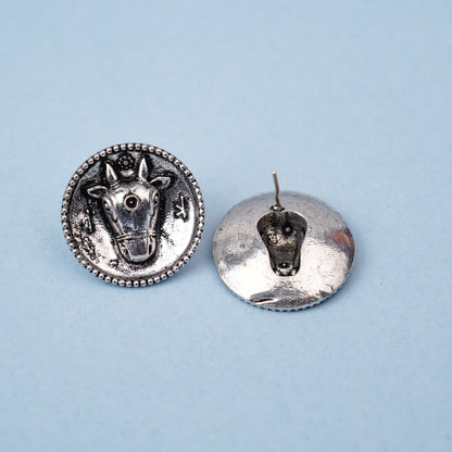 Rupvrish- Silver Brass oxidised stud earrings