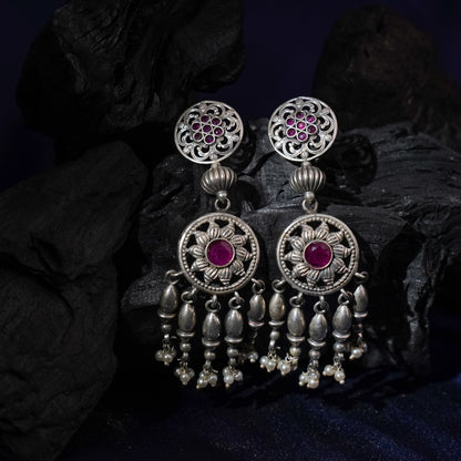 Amara- Silver Brass Pearl dangler earrings