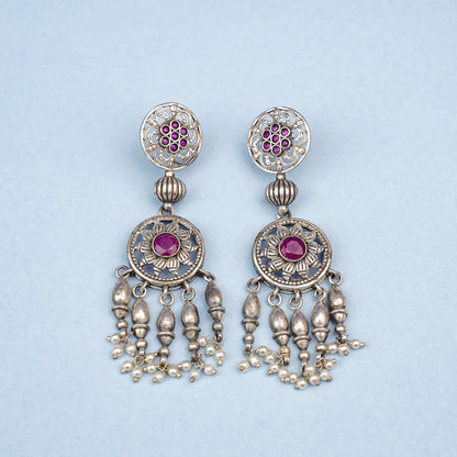 Amara- Silver Brass Pearl dangler earrings