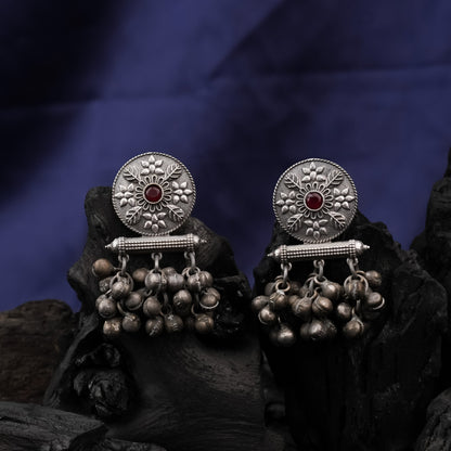 ShahiFarmaan- Silver Brass ghunghroo dangler earrings