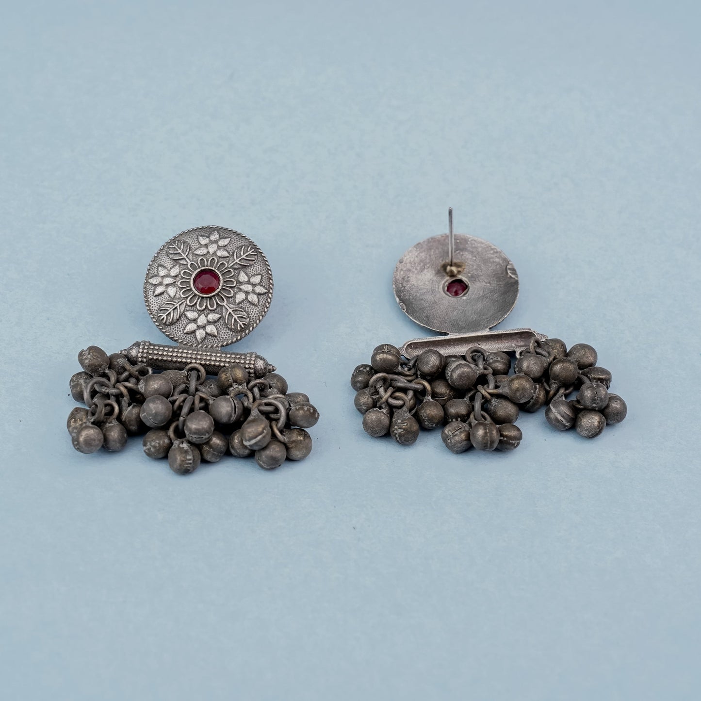 ShahiFarmaan- Silver Brass ghunghroo dangler earrings