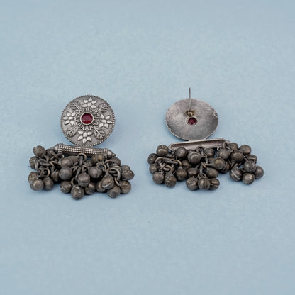 ShahiFarmaan- Silver Brass ghunghroo dangler earrings