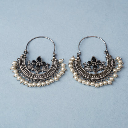 Suvarna- Silver Brass Oxidised dangler earrings