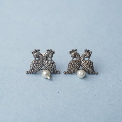 Morita- Silver Brass Oxidised Stud Earrings