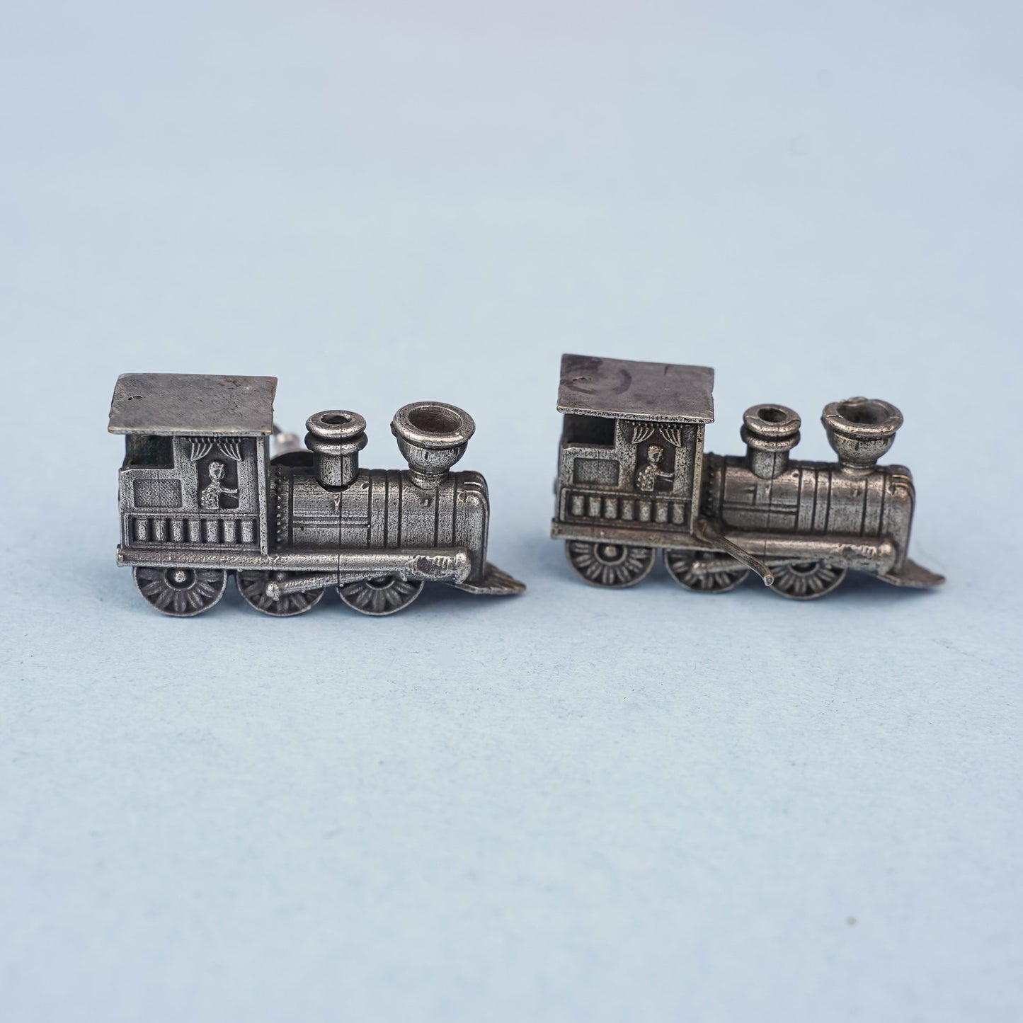Rail- Silver Brass oxidised stud earrings