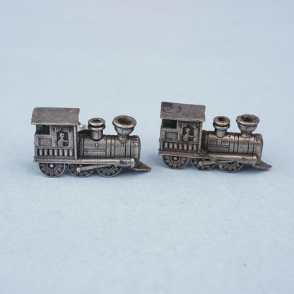 Rail- Silver Brass oxidised stud earrings