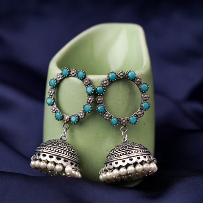 Paridhi- Silver Brass Pearl jhumka earrings