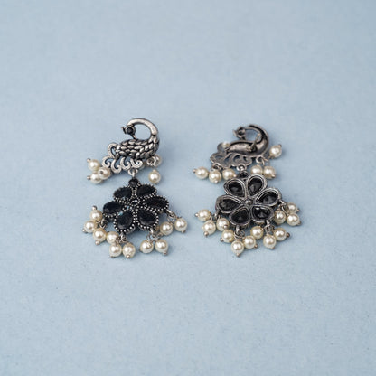 MayurPushp- Silver Brass Pearl dangler earrings