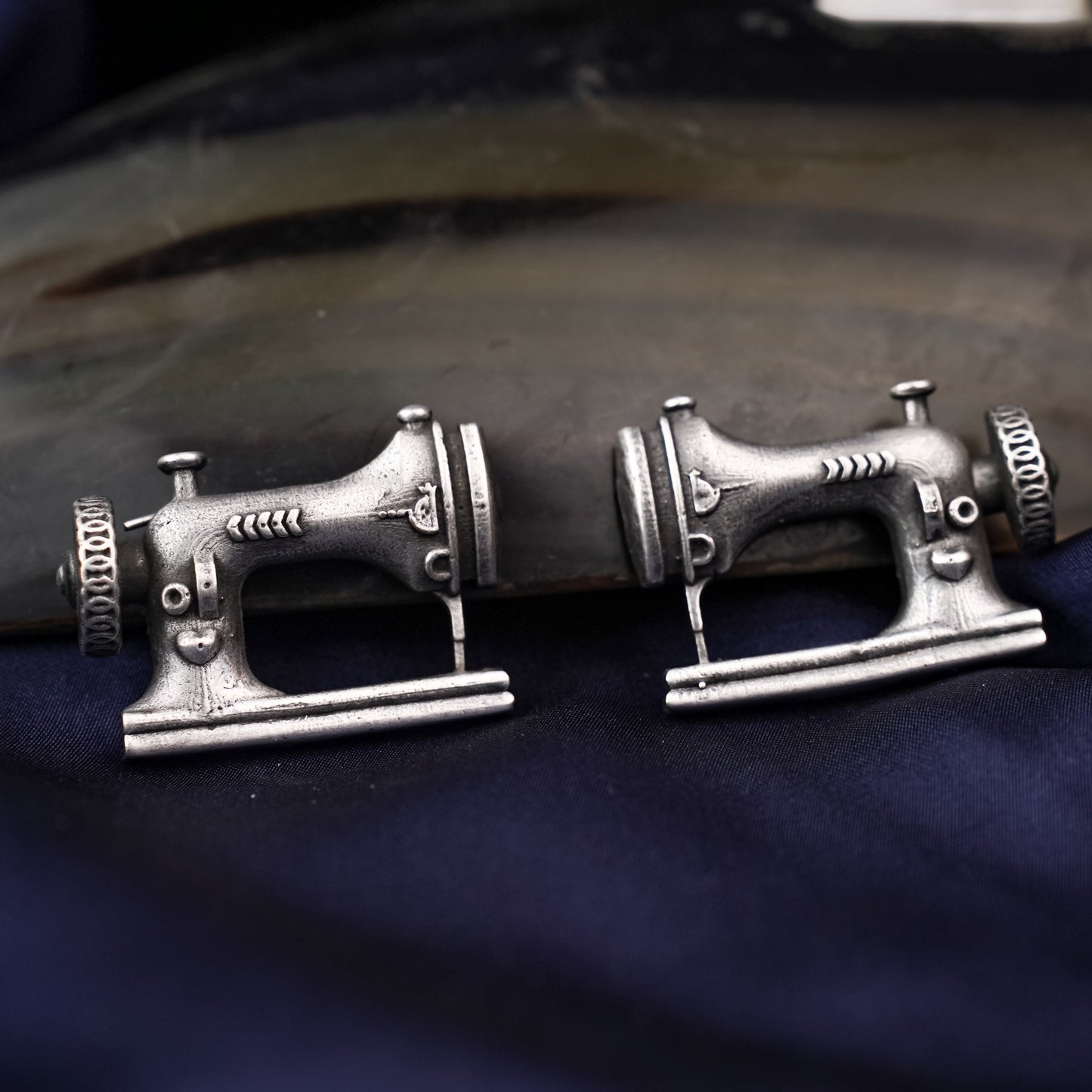 Darji- Silver Brass oxidised stud earrings