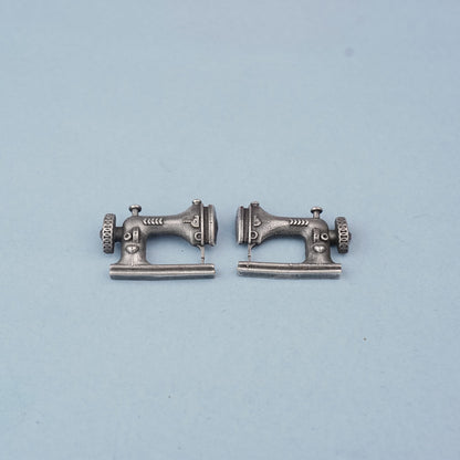 Darji- Silver Brass oxidised stud earrings