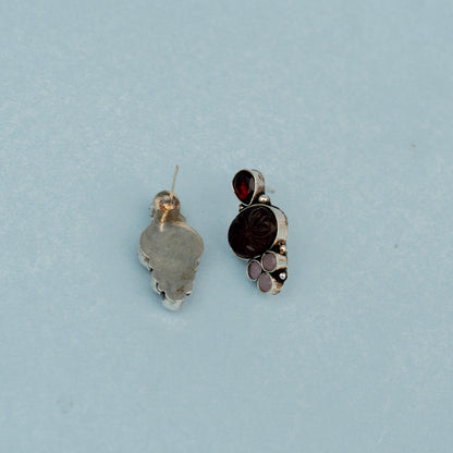 ShilpaRatna- Brass Stone-Studded stud earrings(Wine red)
