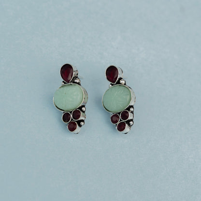 ShilpaRatna- Brass Stone-Studded stud earrings(Green)