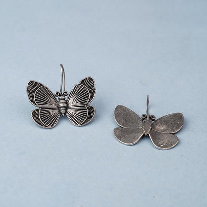 Pankhuri- Silver Brass Oxidised Stud Earrings