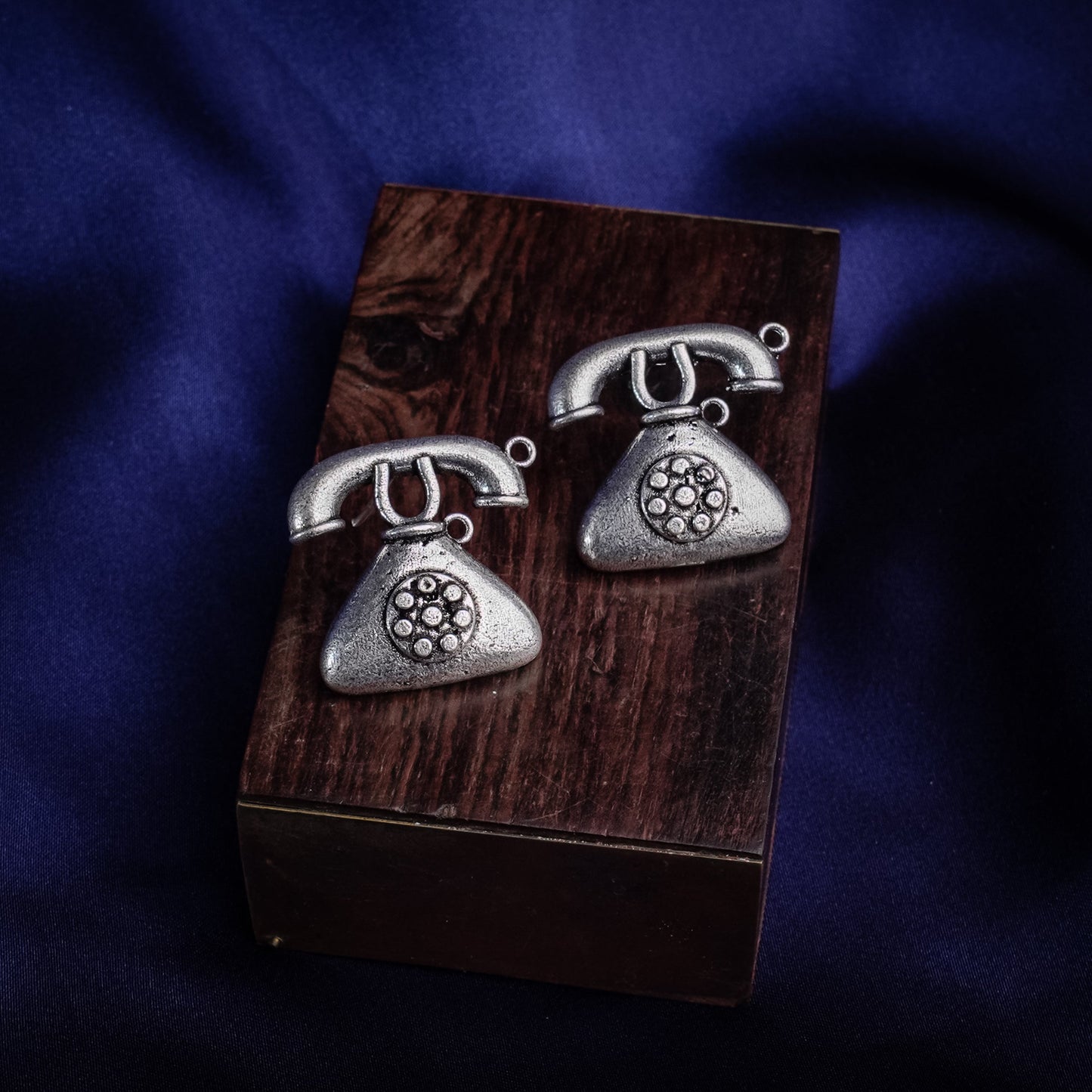 BaatCheet- Silver Brass oxidised stud earrings