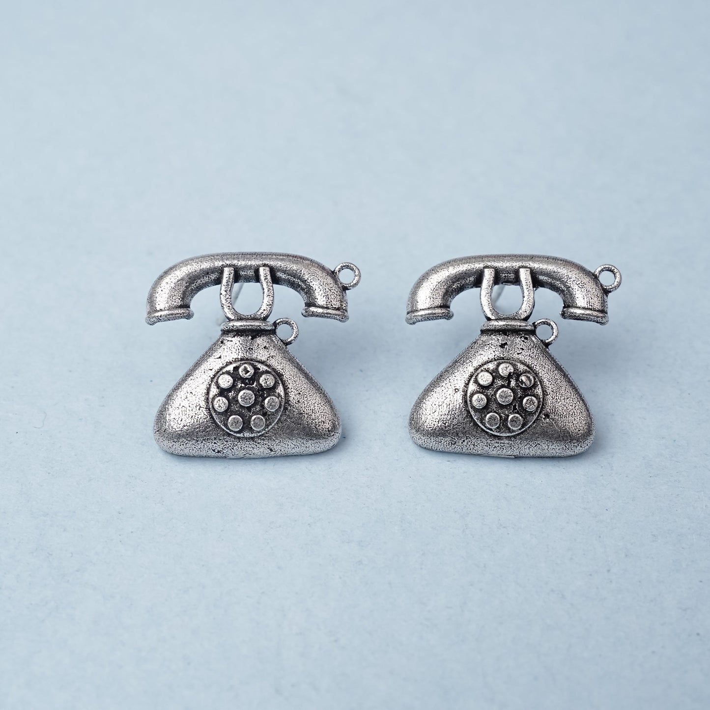 BaatCheet- Silver Brass oxidised stud earrings