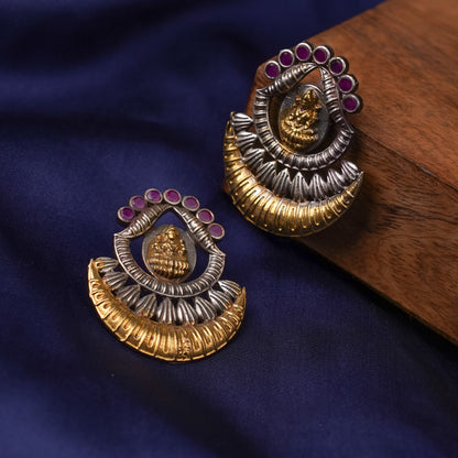 Vishnupriya- Silver Brass Oxidised dangler earrings