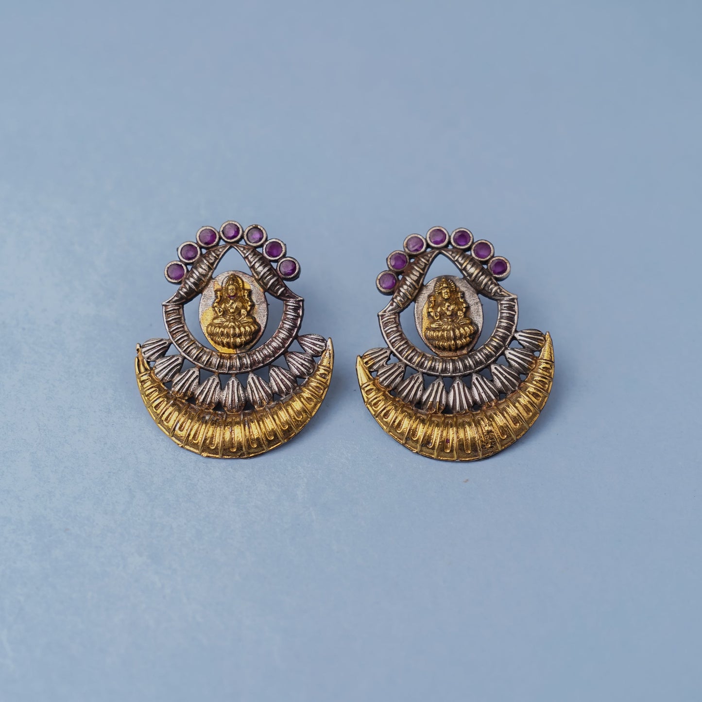 Vishnupriya- Silver Brass Oxidised dangler earrings