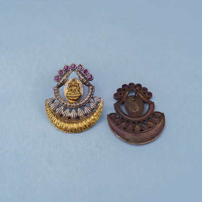 Vishnupriya- Silver Brass Oxidised dangler earrings