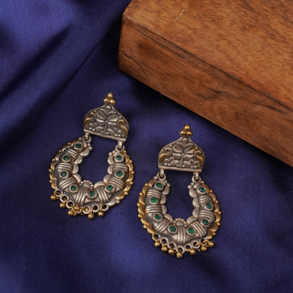 Shaam-Savera- Silver Brass Oxidised dangler earrings