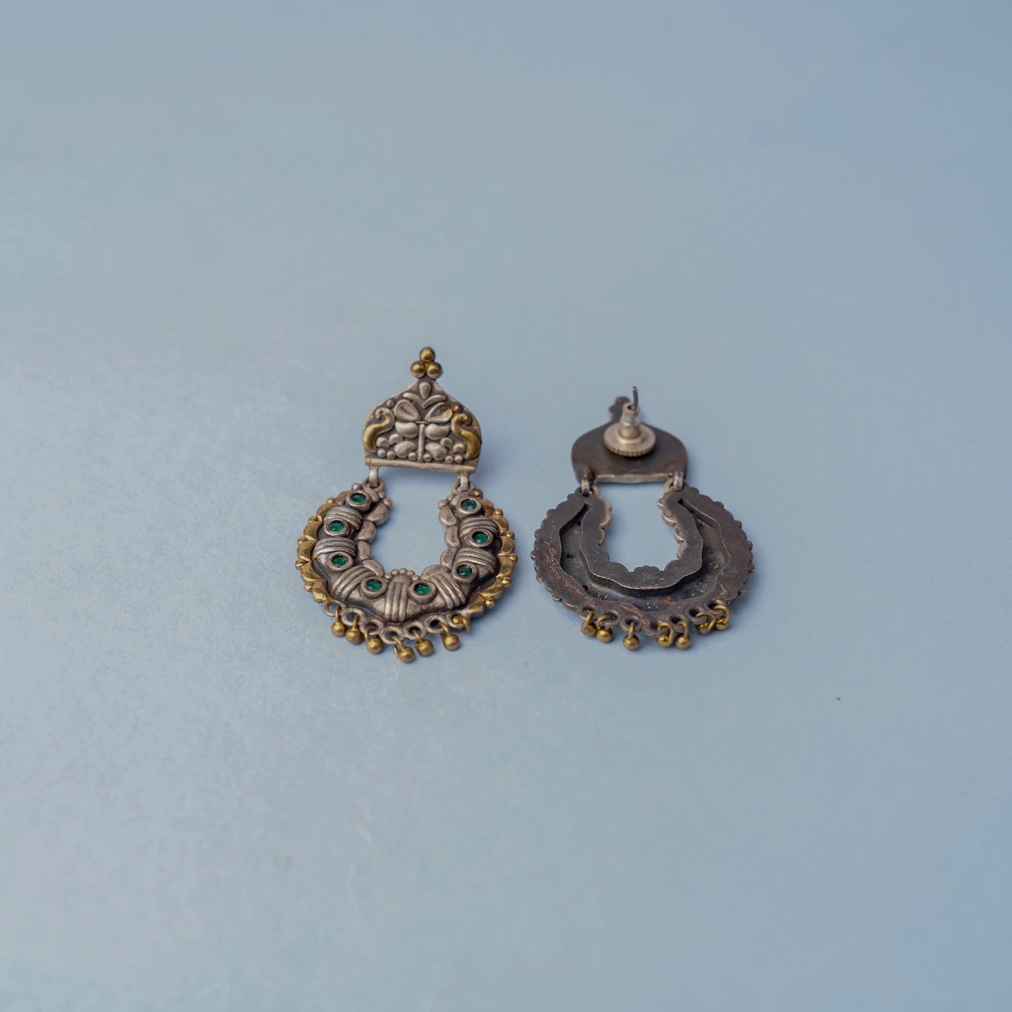 Shaam-Savera- Silver Brass Oxidised dangler earrings