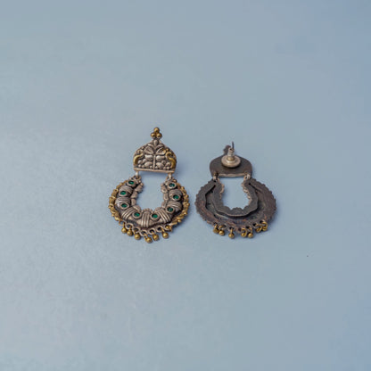 Shaam-Savera- Silver Brass Oxidised dangler earrings