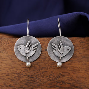 Bird Motif Oxidised Earrings