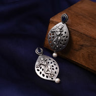 Krishna Motif Oxidised Earrings