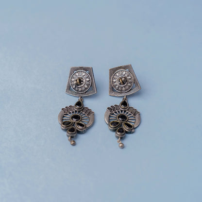 Gulbahar-Silver Brass Oxidised dangler earrings(Black)