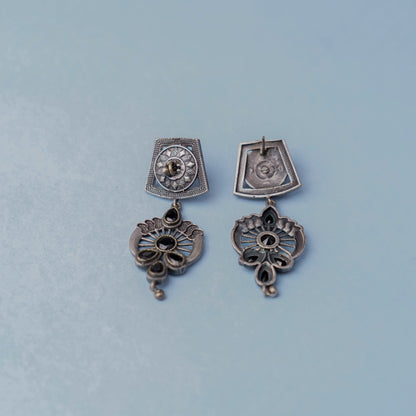 Gulbahar-Silver Brass Oxidised dangler earrings(Black)