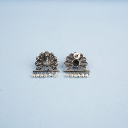 Mayurika- Silver Brass Pearl Stud Earring