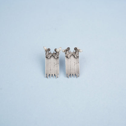 Vihangi- Silver Brass Oxidised dangler earrings