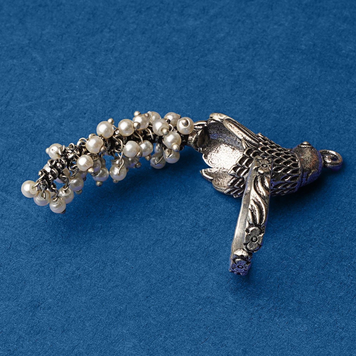 MorMoti- Silver Brass Oxidised pearl ring