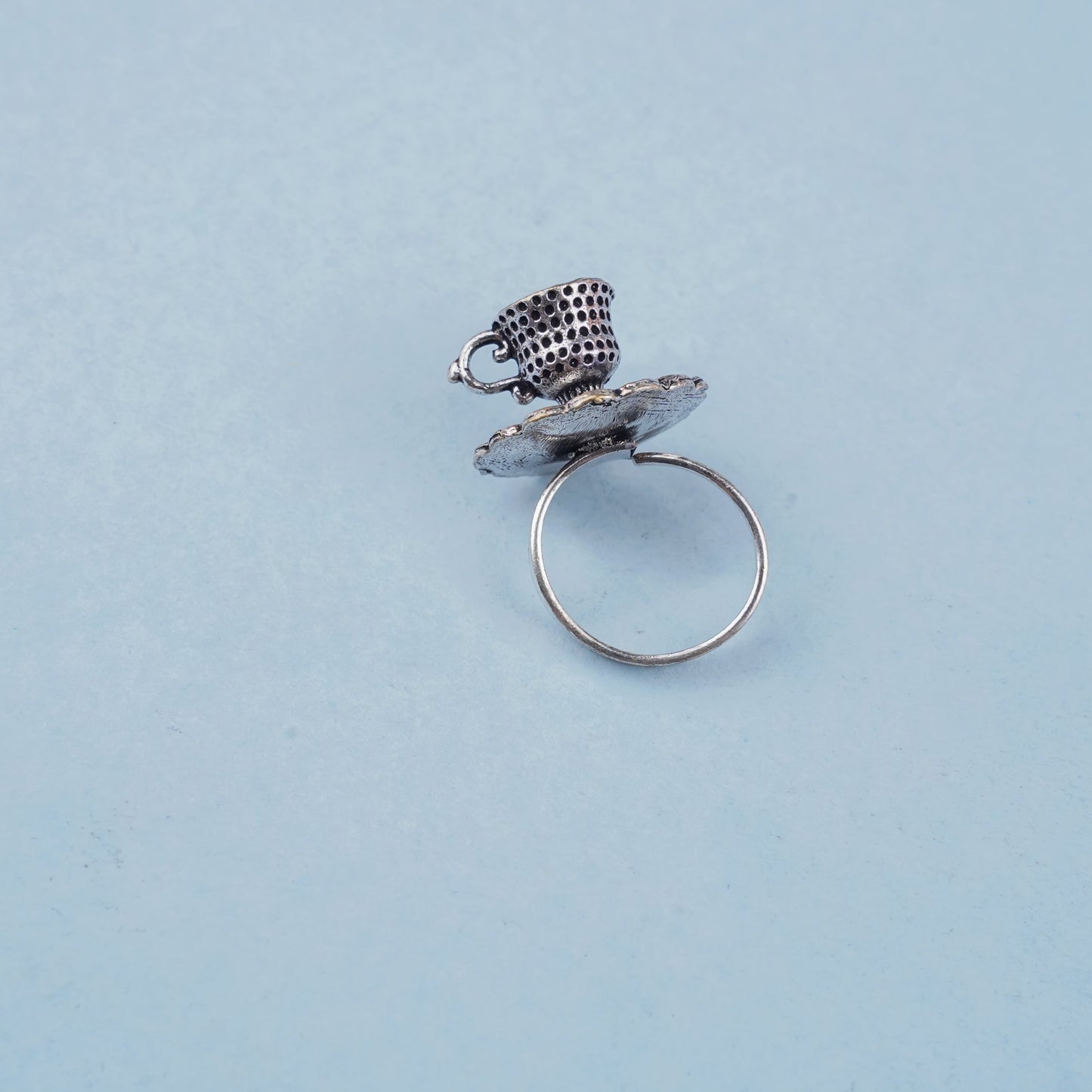 Piyali- Silver oxidised ring