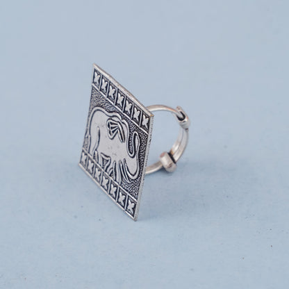 Tejomayi- Silver oxidised ring