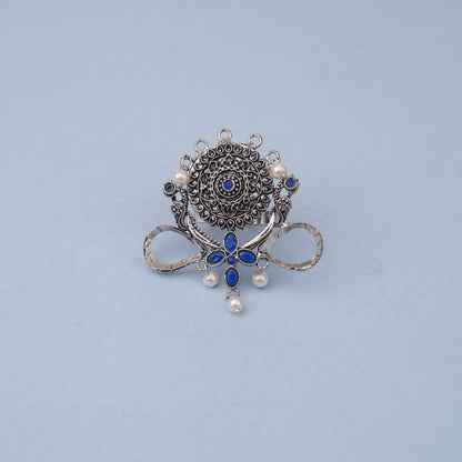 Anwita- Silver oxidised ring (Blue)