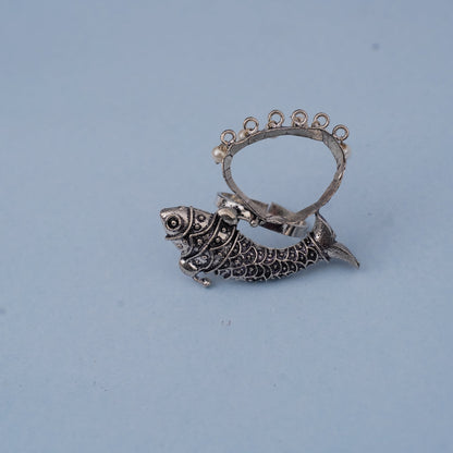 Neerja-Silver oxidised ring