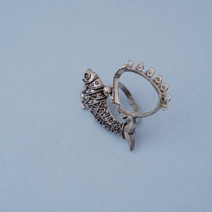 Neerja-Silver oxidised ring