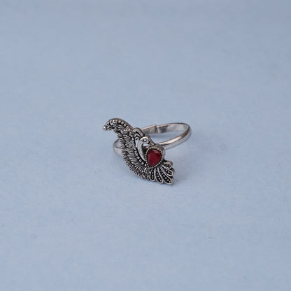 Pankh- Silver oxidised ring