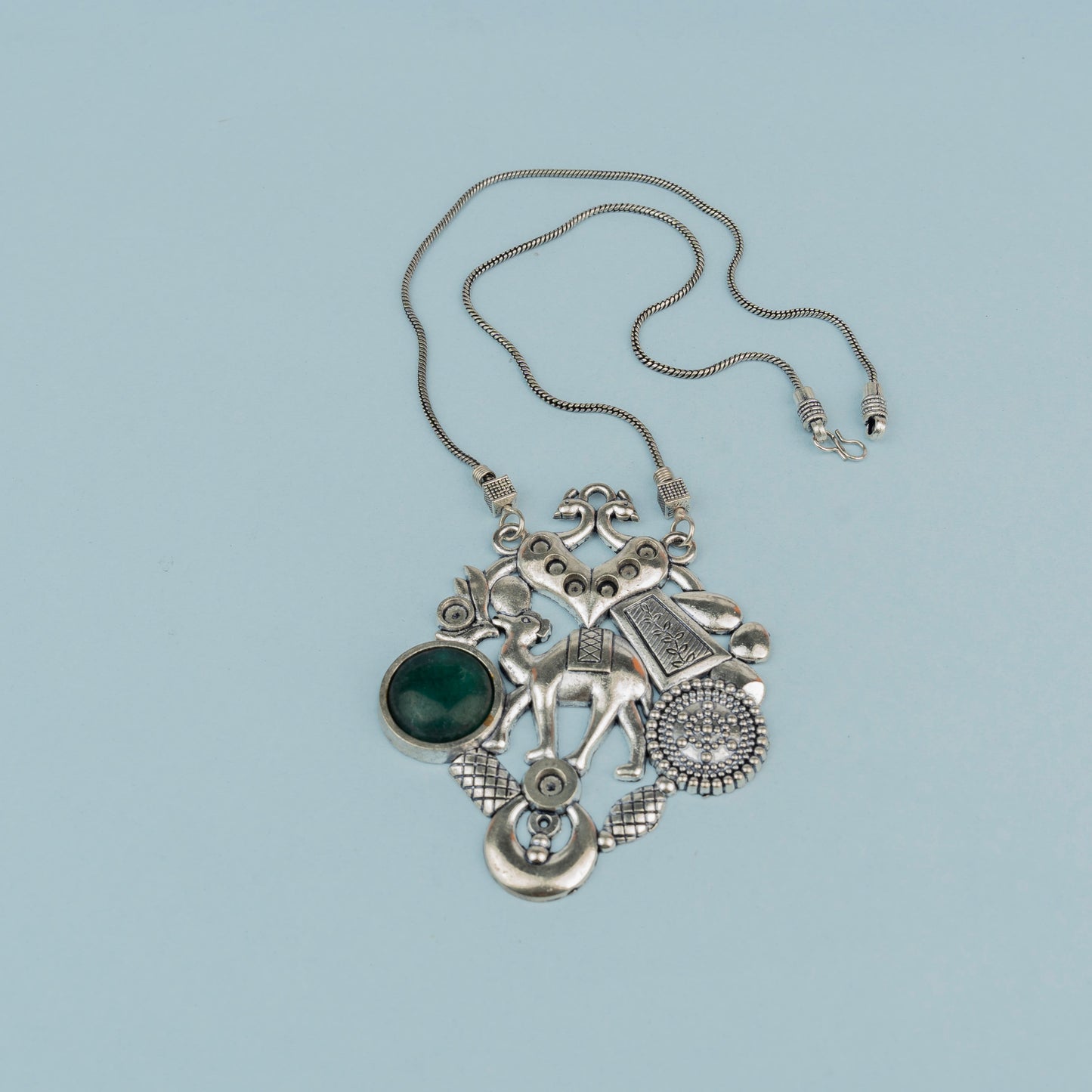 Maitri- Rajasthani Oxidised Neckpiece(Green)