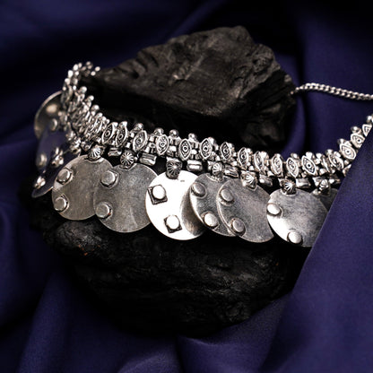Anandi- Silver Toned Brass Necklace