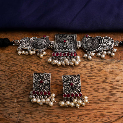 Shubhrangi – Oxidised Brass Necklace Set