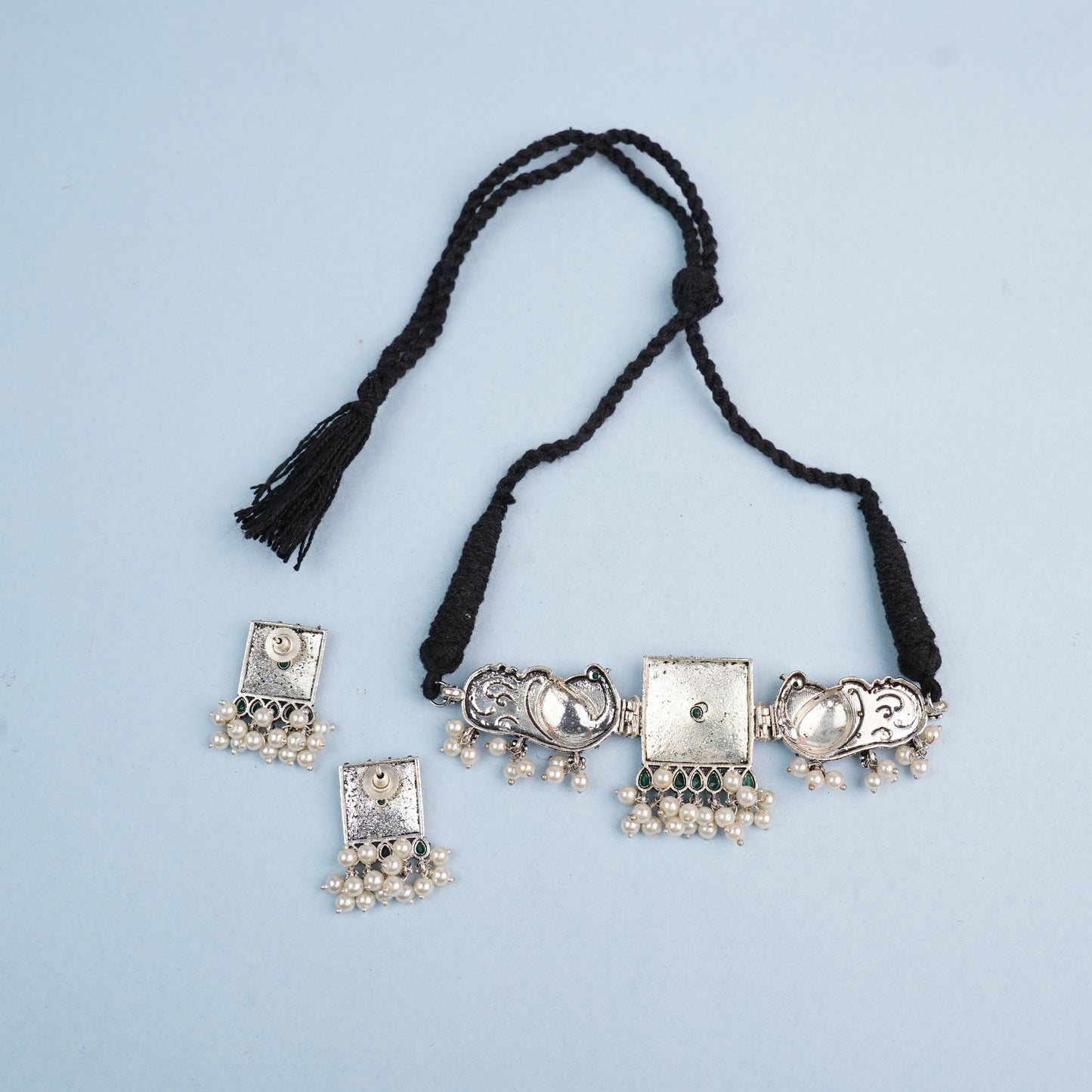 Rasika- Oxidised neckpiece with Earrings (Green)