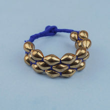 Blue Threaded Brass Bracelet