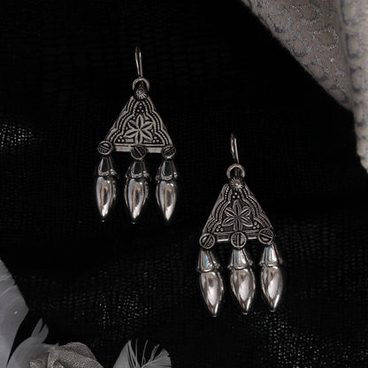 SitaaraJhal- Silver Brass Oxidised dangler earrings